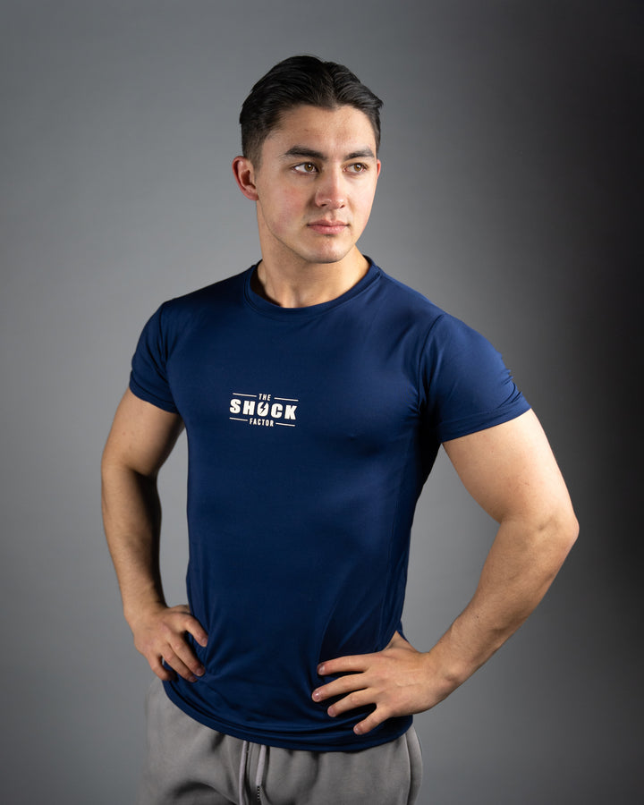 Navy Mesh T-Skjorte