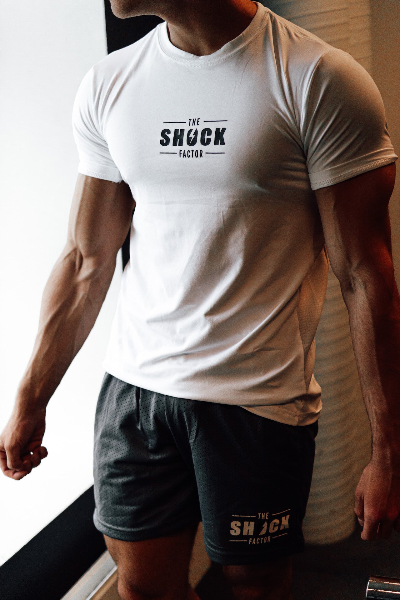Hvit Performance t-skjorte, muscle fit trenings t-skjorte